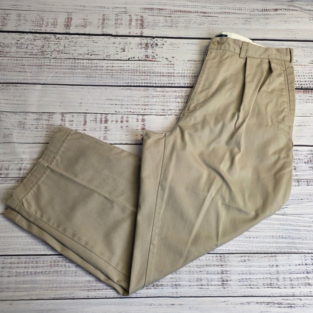 Polo Ralph Lauren Andrew Pant Mens 36x27 Tan Khaki Pleated Cotton Chino Trousers